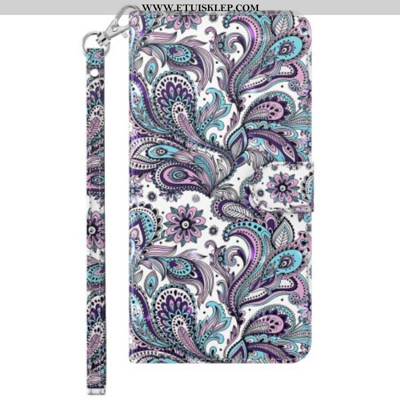 Etui Folio do Samsung Galaxy S23 Plus 5G z Łańcuch Pasiasty Wzór Paisley